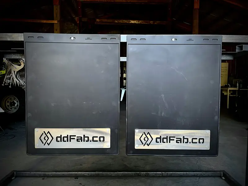 Biron Construction mudflaps added to flatbed