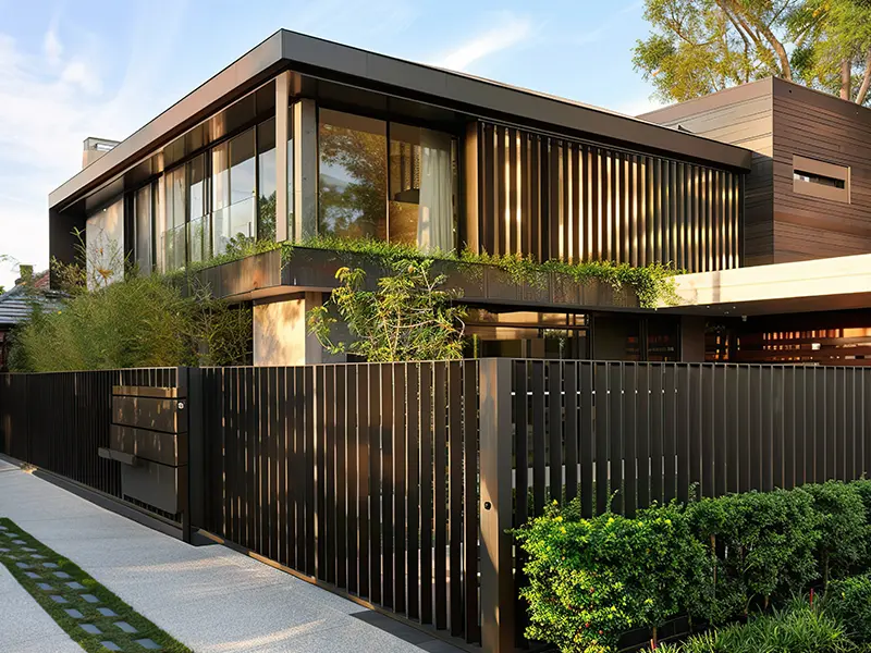 terrace house with modern fence