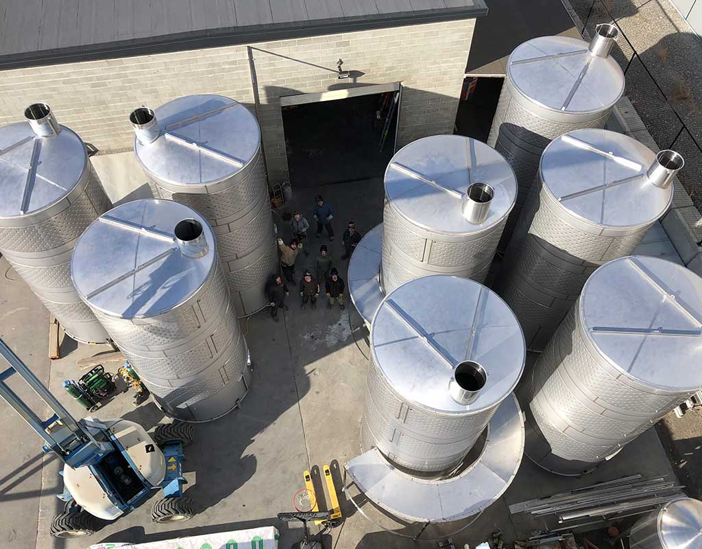 Biron Construction eight 36000L tanks with crew ready for insulation and cladding