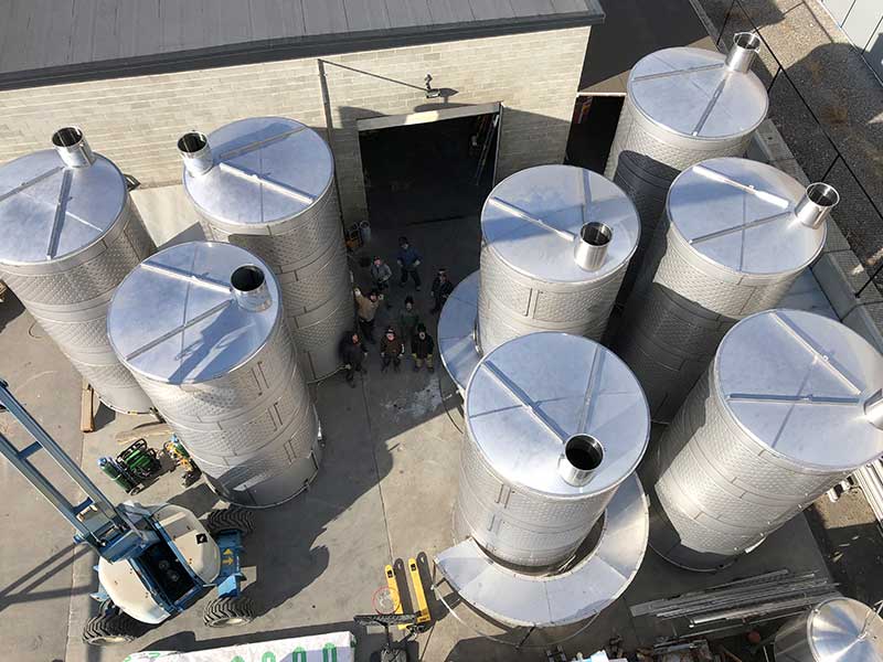 Biron Construction eight 36000L tanks with crew ready for insulation and cladding